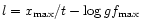 $l=x_{\rm max}/t -{\rm log}\,gf_{\rm max}$