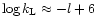 ${\rm log}\, k_{\rm L}\approx -l + 6$