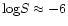 ${\rm log}S \approx -6$