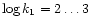 ${\rm log}\,k_{\rm 1}= 2\ldots 3$