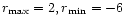 $r_{\rm max}= 2, r_{\rm min}= -6$