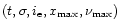 $(t,\sigma,i_{\rm e},x_{\rm max},\nu_{\rm max})$