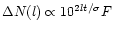$\Delta N(l) \propto
10^{2lt/\sigma} F$