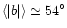 $\langle \vert b\vert
\rangle \simeq 54^\circ$