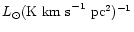 $L_{\odot}({\rm K ~km~s}^{-1}~{\rm
pc}^2)^{-1}$