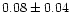 $0.08\pm0.04$