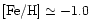$\mbox{\rm [Fe/H]}\simeq -1.0$