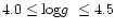 $4.0 \leq \mbox{{\rm log}$g$ }\leq 4.5$