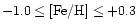 $ -1.0 \leq \mbox{\rm [Fe/H]}\leq +0.3 $