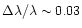$\Delta \lambda / \lambda \sim 0.03$