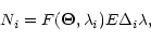 \begin{displaymath}
N_i=F(\vec\Theta,\lambda_i) E \Delta_i \lambda,
\end{displaymath}
