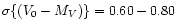 $\sigma \{ (V_0 -M_V)\} =
0.60 - 0.80$