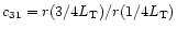 $c_{31} = r(3/4L_{\rm T})/r(1/4L_{\rm T})$