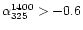 $\alpha_{325}^{1400} > -0.6$
