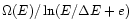 $\Omega(E)/\ln(E/\Delta
E+e)$