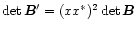 $\det \vec{B}' = (xx^*)^2 \det \vec{B}$