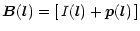 $\displaystyle \vec{B}(\vec{l}) = [\, I(\vec{l}) + \vec{p}(\vec{l}) \,]$
