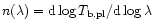 $n(\lambda )={\rm d}\log T_{\rm b.pl}/{\rm d}\log\lambda $