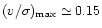 $(v/\sigma)_{\rm max} \simeq 0.15$