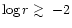 $\log r \mathrel{\hbox to 0pt{\lower 3pt\hbox{$\mathchar''218$ }\hss}
\raise 2.0pt\hbox{$\mathchar''13E$ }}-2$