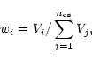 \begin{displaymath}w_i = V_i/\sum_{j=1}^{n_{\mathrm{cs}}} {V_j},\end{displaymath}