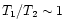 $T_1 / T_2 \sim 1$