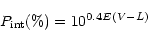 \begin{displaymath}P_{\rm int}(\%)=10^{0.4E(V-L)}
\end{displaymath}