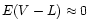 $E(V-L)\approx 0$