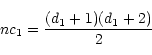 \begin{displaymath}nc_1 = \frac{(d_1+1)(d_1+2)}{2} \end{displaymath}