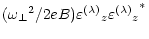 $\displaystyle ({\omega _\perp}^2 / 2eB)
{\varepsilon^{(\lambda)}}_z {{\varepsilon^{(\lambda)}}_z}^*$