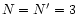 $N=N^\prime =3$