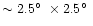 $\sim 2.5\hbox{$^\circ$ }\times 2.5\hbox{$^\circ$ }$