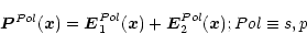\begin{displaymath}\vec{P}^{Pol}(\vec{x}) = {\vec{E}}_1^{Pol}({\vec{x}}) +
{\vec{E}}_2^{Pol}({\vec{x}}); Pol \equiv s,p
\end{displaymath}