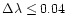 $\Delta \lambda
\leq 0.04$