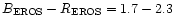 $B_{\rm EROS}-R_{\rm EROS}=1.7-2.3$