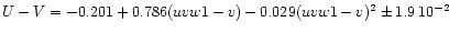 $U-V = -0.201 + 0.786 (uvw1-v) - 0.029 (uvw1-v)^2 \pm 1.9\,10^{-2}$