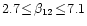 $2.7\!\leq\!\beta_{12}\!\leq\!7.1$