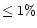 $\leq 1\%$