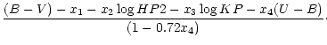 $\displaystyle %
{(B-V)-x_1-x_2\log HP2 -x_3\log KP - x_4 (U-B)\over (1-0.72x_4)}\cdot$