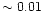 $\sim 0.01$