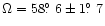 $\Omega=58\hbox{$.\!\!^\circ$ }6 \pm 1\hbox{$.\!\!^\circ$ }7$