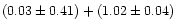 $(0.03\pm0.41) + (1.02\pm0.04)$