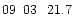 $09\phantom{^{\rm h}}03\phantom{^{\rm m}}21.7\phantom{^{\rm s}}$