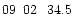 $09\phantom{^{\rm h}}02\phantom{^{\rm m}}34.5\phantom{^{\rm s}}$