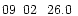 $09\phantom{^{\rm h}}02\phantom{^{\rm m}}26.0\phantom{^{\rm s}}$
