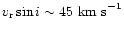 $v_{\rm r}\sin i \sim 45~{\rm km~s}^{-1}$