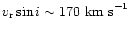 $v_{\rm r}\sin i \sim 170~{\rm km~s}^{-1}$