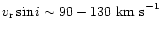 $v_{\rm r}\sin i \sim 90-130~{\rm km~s}^{-1}$