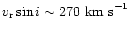 $v_{\rm r}\sin i \sim 270~{\rm km~s}^{-1}$
