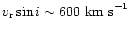 $v_{\rm r}\sin i \sim 600~{\rm km~s}^{-1}$